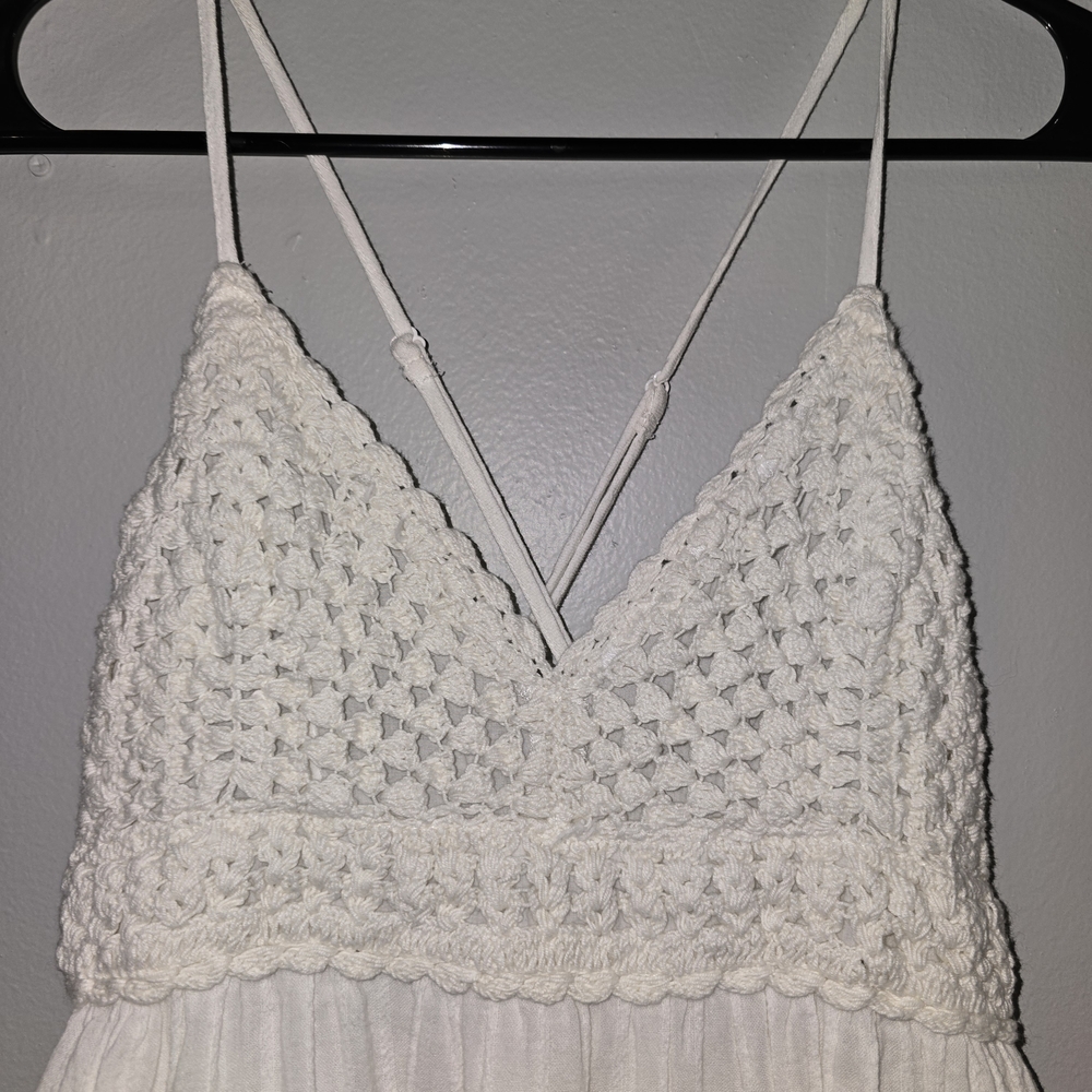 aerie White Cotton Tiered Mini Dress - Picture 4 of 8